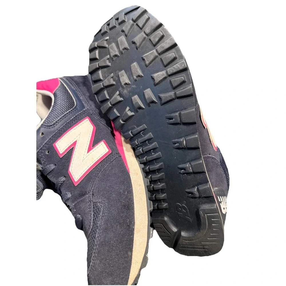 New Balance 574 Navy Pink Platform Liftstyle‎ Shoe WL574ZCB Women 9 Excellent